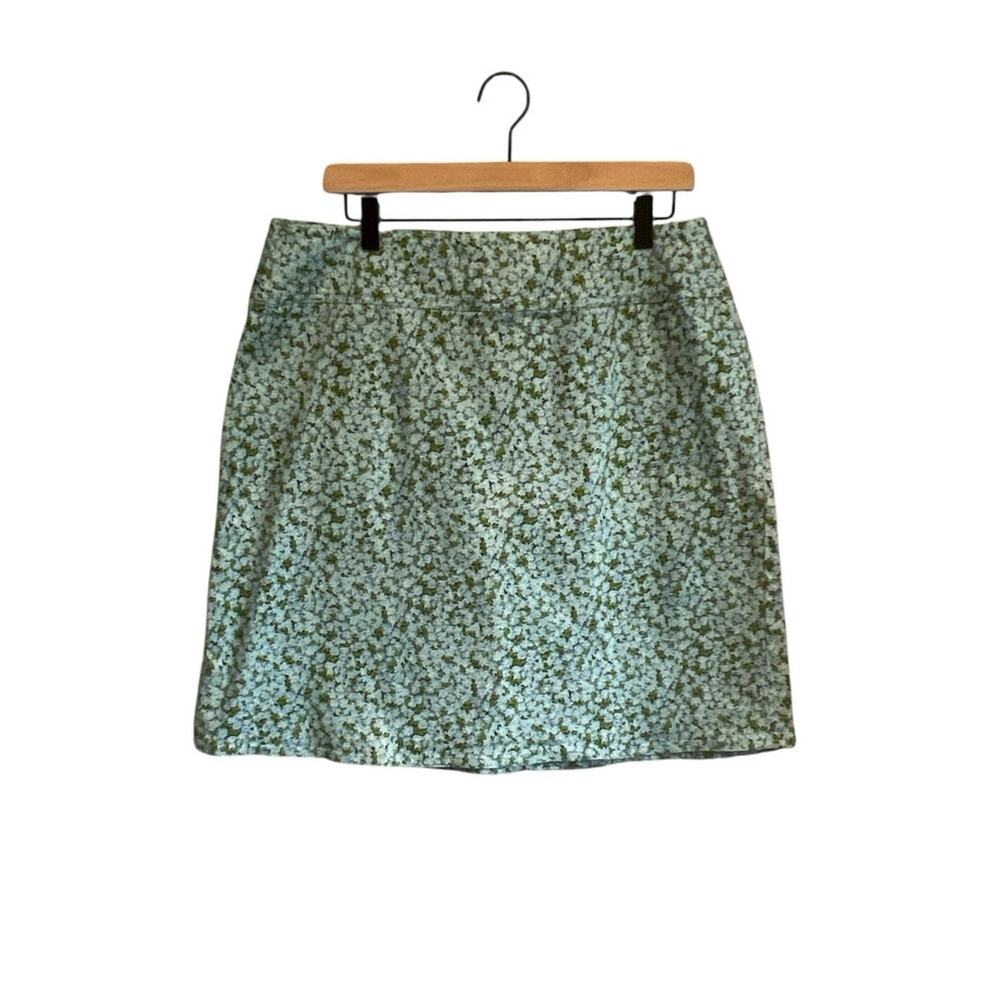 Chaus Pool Blue Floral A-Line Stretch Skirt Size 14 Cottagecore Coquette Girl